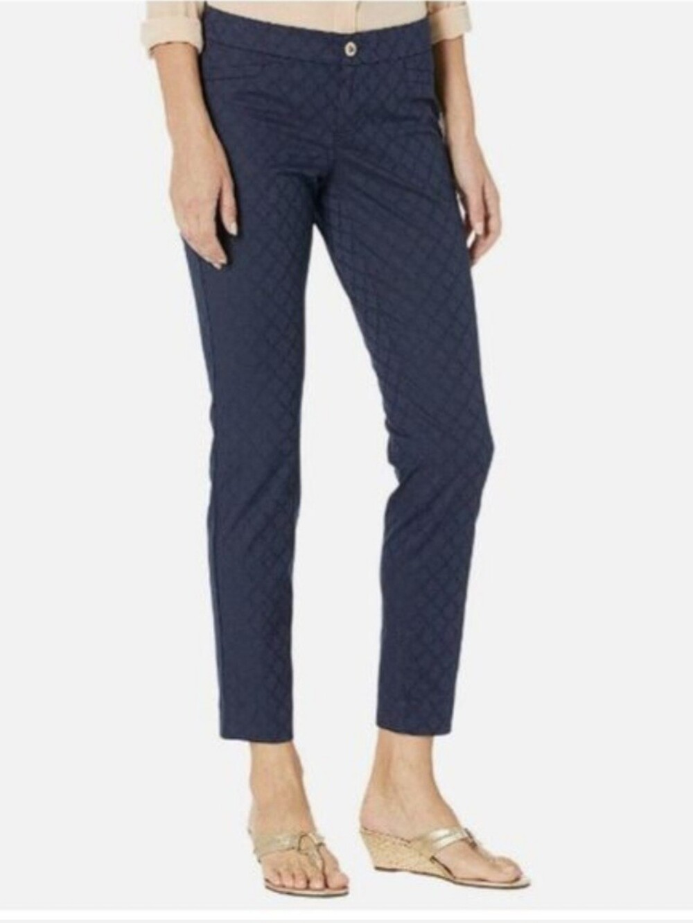 Lilly Pulitzer Navy Blue Kelly Textured Skinny Ankle Pants Size 00